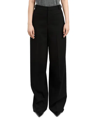 Derek Lam Cyndi Twill Pleated Wide Leg Pants In Black