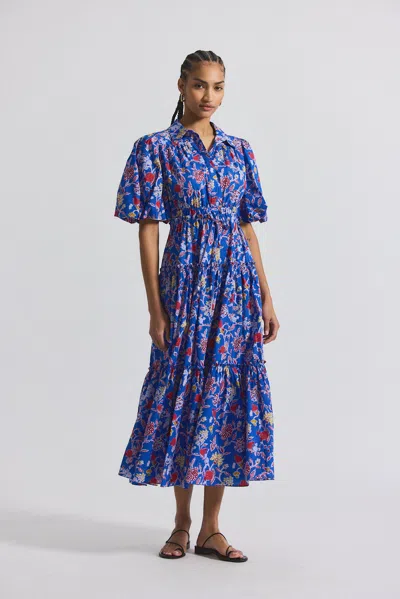 Derek Lam Dahlia Balloon Sleeve Shirt Dress In Blue
