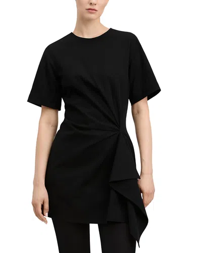 Derek Lam Daniel Origami Draped Short Sleeve Dress In Black