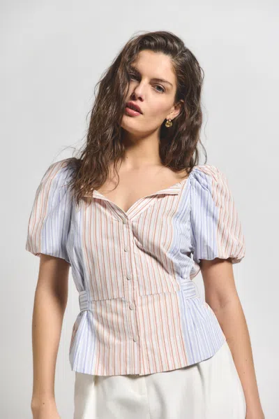 Derek Lam Davina Off The Shoulder Belted Top In Neutral