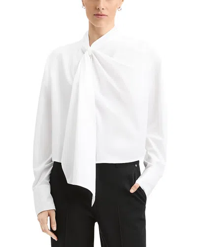 Derek Lam Delphine Cotton Poplin Scarf Neck Top In White