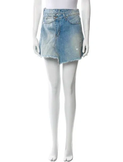 Pre-owned Derek Lam Distressed Accents Mini Skirt In Blue