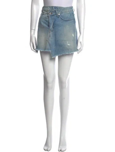 Pre-owned Derek Lam Distressed Accents Mini Skirt W/ Tags In Blue