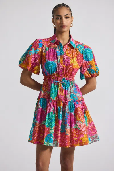 Derek Lam Doha Balloon Sleeve Shirt Dress In Multi