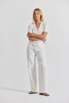 Derek Lam Dunn Linen Denim Wide Leg Jean With Crochet Trim