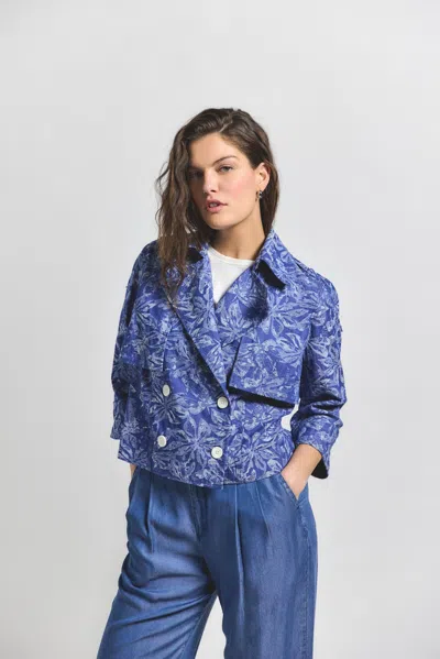Derek Lam Elijah Cropped Trench Jacket In Blue