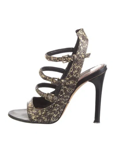 Pre-owned Derek Lam Embossed Leather Animal Print Gladiator Sandals In Brown