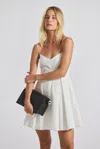 Derek Lam Eton Embroidered Poplin Eyelet Spaghetti Strap Pleated Mini Dress