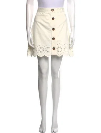 Pre-owned Derek Lam Eyelet Trim Mini Skirt In Neutral
