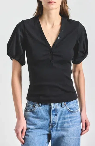 Derek Lam Fallon Mixed Media Top In Black