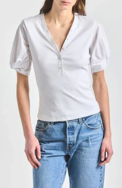 Derek Lam Fallon Mixed Media Top In White