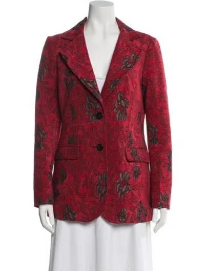 Pre-owned Derek Lam Floral Print Blazer In Red