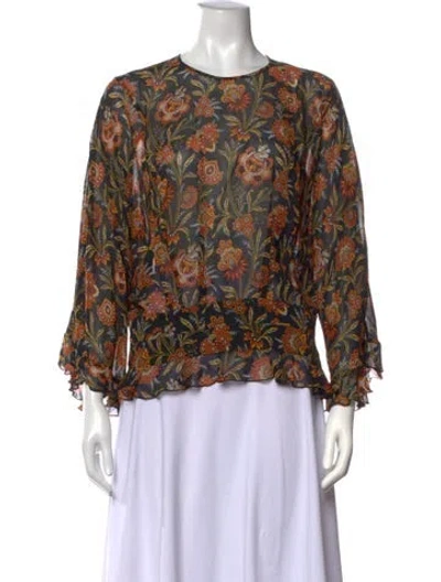 Pre-owned Derek Lam Floral Print Crew Neck Blouse In Multicolor