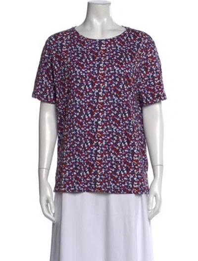 Pre-owned Derek Lam Floral Print Crew Neck Top In Blue/red