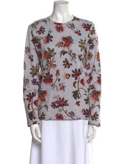 Pre-owned Derek Lam Floral Print Crew Neck Top In Gray