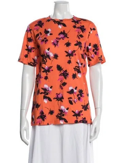 Pre-owned Derek Lam Floral Print Crew Neck T-shirt W/ Tags In Orange