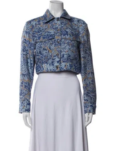 Pre-owned Derek Lam Floral Print Jacket W/ Tags In Blue