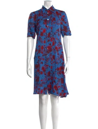 Pre-owned Derek Lam Floral Print Knee-length Dress In Blue