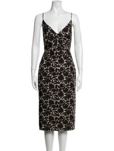 Pre-owned Derek Lam Floral Print Knee-length Dress In Brown