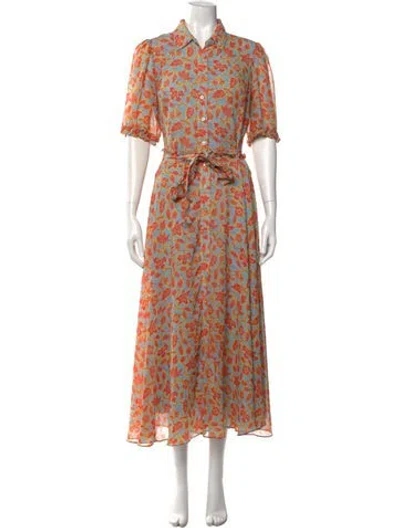 Pre-owned Derek Lam Floral Print Long Dress In Blue