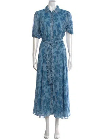 Pre-owned Derek Lam Floral Print Long Dress In Blue
