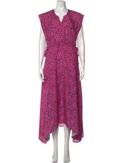 Pre-owned Derek Lam Floral Print Long Dress In Blue/pink