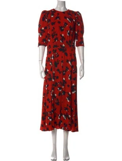 Pre-owned Derek Lam Floral Print Long Dress In Orange