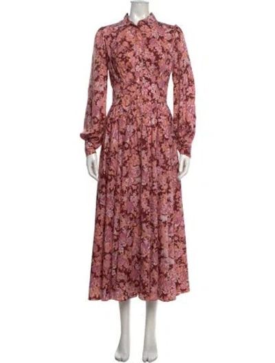Pre-owned Derek Lam Floral Print Long Dress In Pink