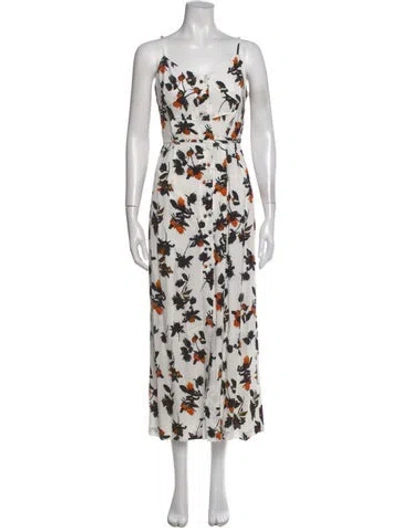 Pre-owned Derek Lam Floral Print Long Dress In White