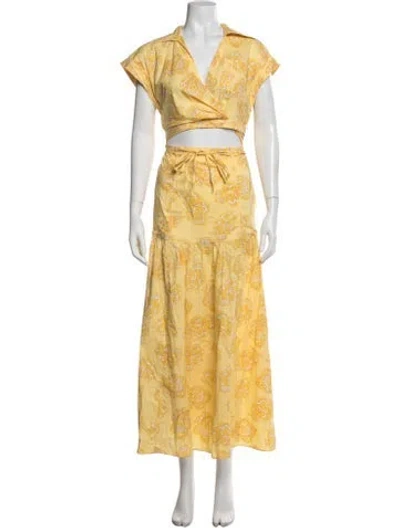Pre-owned Derek Lam Floral Print Long Dress In Yellow