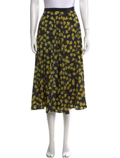 Pre-owned Derek Lam Floral Print Long Skirt In Black