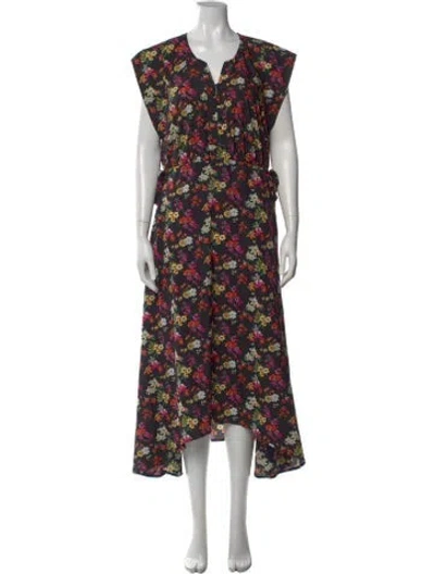 Pre-owned Derek Lam Floral Print Midi Length Dress In Black