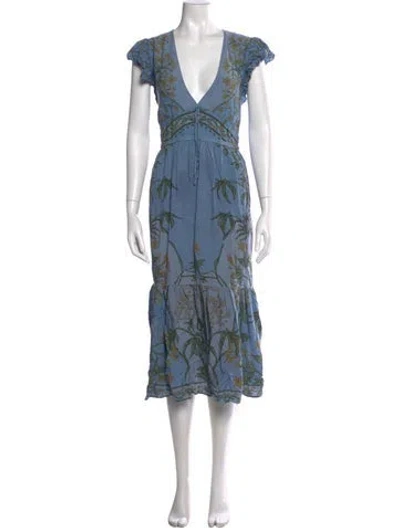 Pre-owned Derek Lam Floral Print Midi Length Dress In Blue
