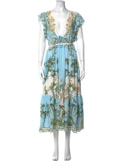 Pre-owned Derek Lam Floral Print Midi Length Dress In Blue