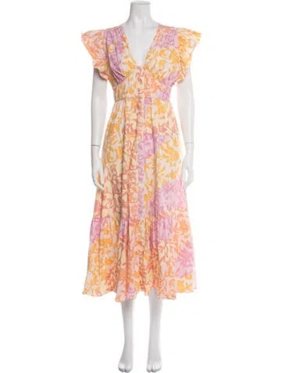 Pre-owned Derek Lam Floral Print Midi Length Dress In Pink