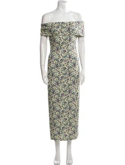 Pre-owned Derek Lam Floral Print Midi Length Dress W/ Tags In Green