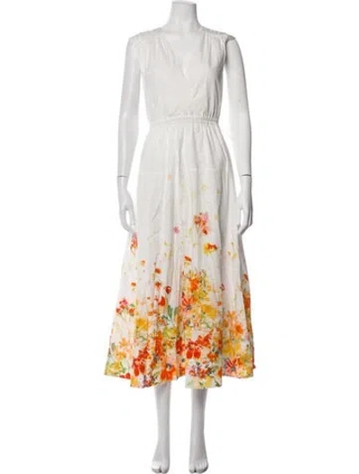 Pre-owned Derek Lam Floral Print Midi Length Dress In Yellow