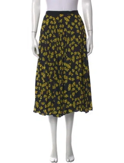 Pre-owned Derek Lam Floral Print Midi Length Skirt In Black