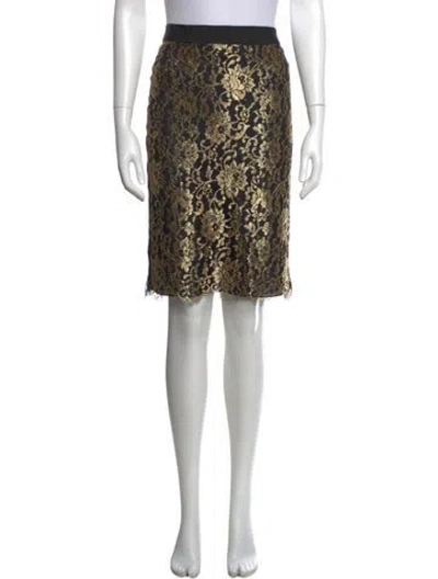Pre-owned Derek Lam Floral Print Midi Length Skirt In Gold