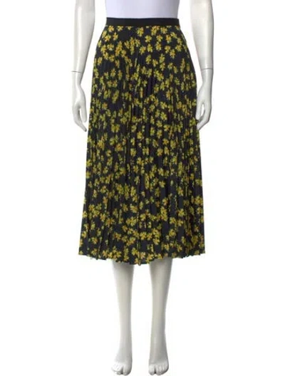 Pre-owned Derek Lam Floral Print Midi Length Skirt W/ Tags In Black