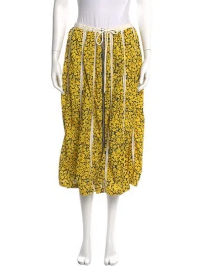 Pre-owned Derek Lam Floral Print Midi Length Skirt In Yellow