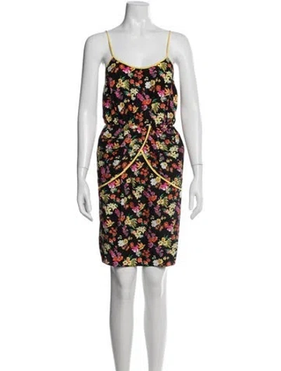 Pre-owned Derek Lam Floral Print Mini Dress In Black