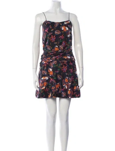 Pre-owned Derek Lam Floral Print Mini Dress In Black