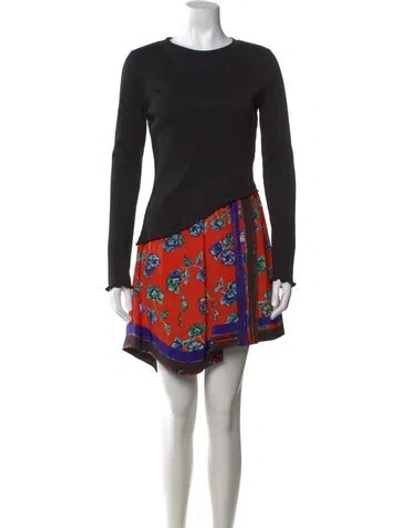 Pre-owned Derek Lam Floral Print Mini Dress In Black/orange