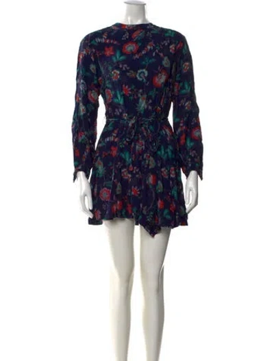 Pre-owned Derek Lam Floral Print Mini Dress In Blue