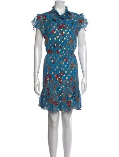 Pre-owned Derek Lam Floral Print Mini Dress In Blue