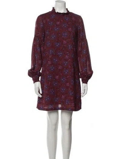 Pre-owned Derek Lam Floral Print Mini Dress In Burgundy