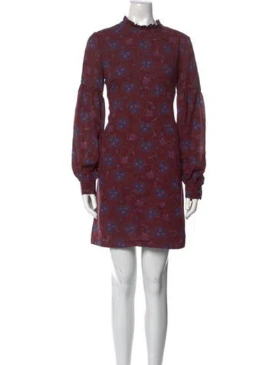 Pre-owned Derek Lam Floral Print Mini Dress In Burgundy