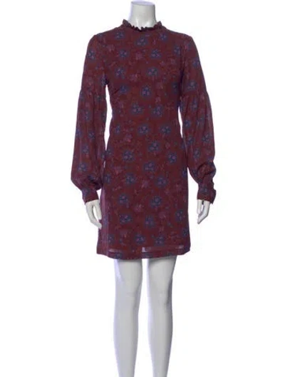 Pre-owned Derek Lam Floral Print Mini Dress In Burgundy