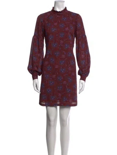 Pre-owned Derek Lam Floral Print Mini Dress In Burgundy
